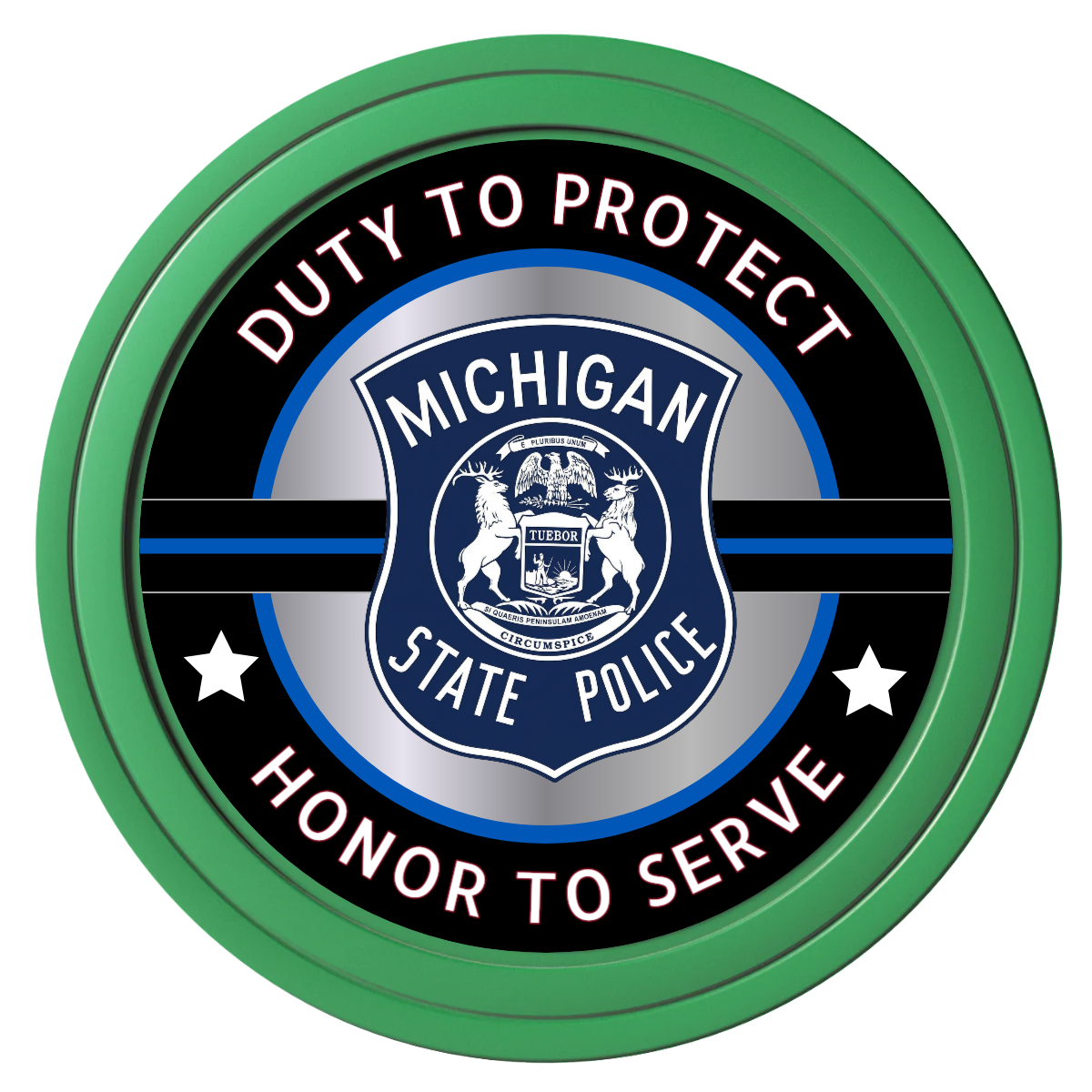 Police Department #01 Composite Poker Chips - Green / Solid - Front