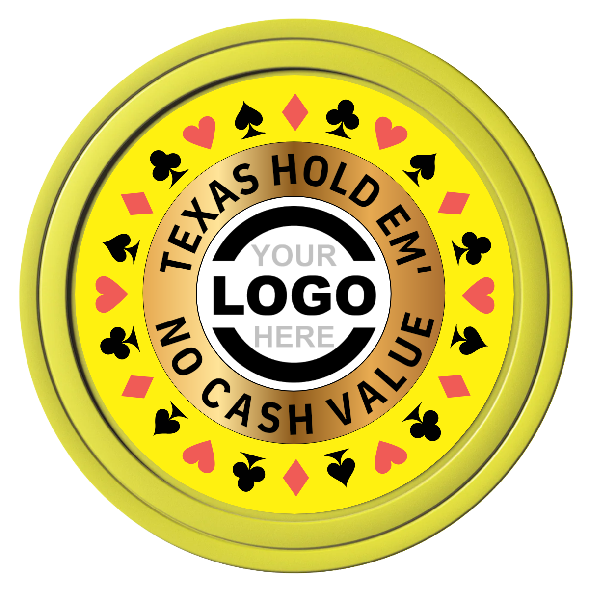 Texas Hold Em' Composite Poker Chips - Yellow / Solid - Front