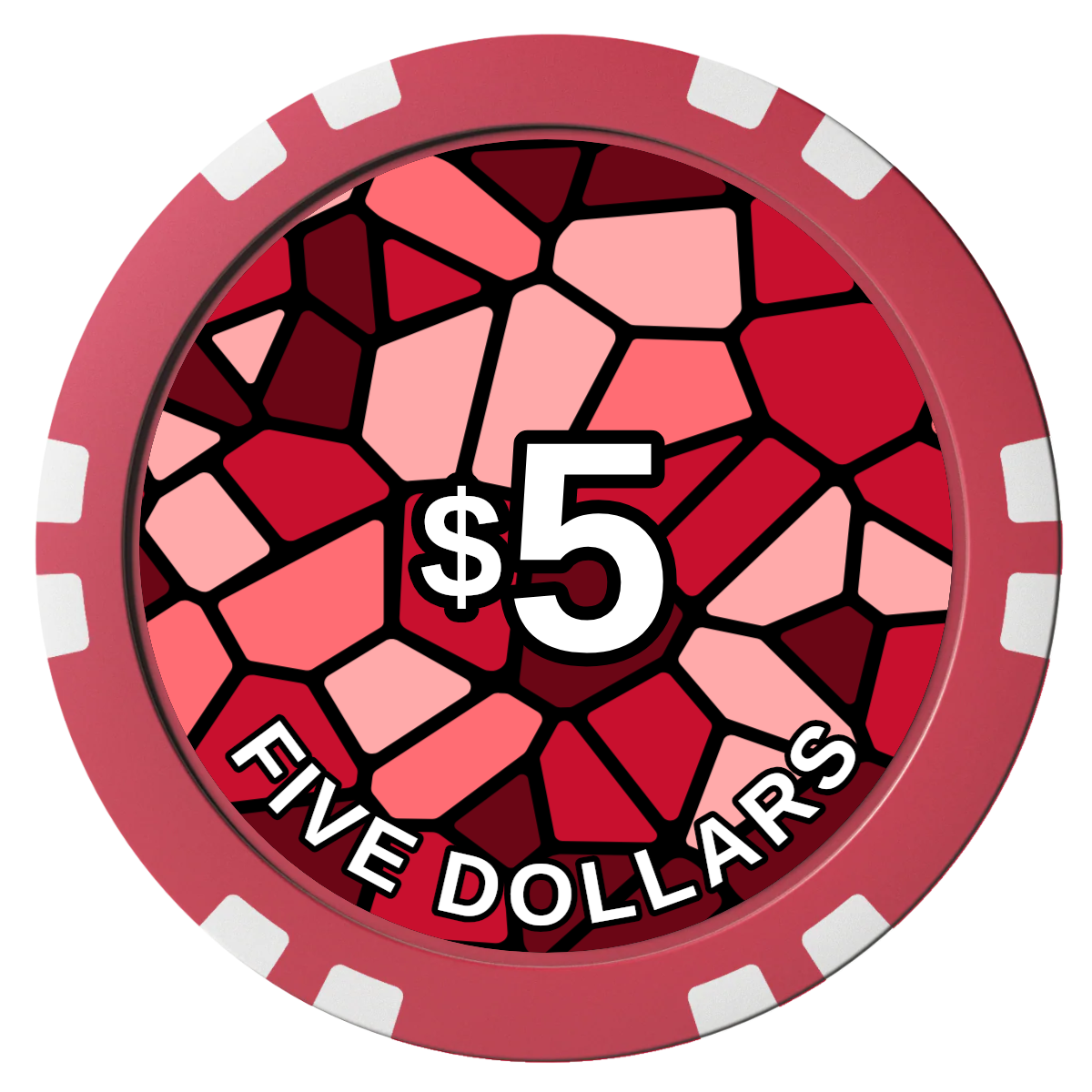 Stained Glass Composite Poker Chips - Red / Double Stripe - Front