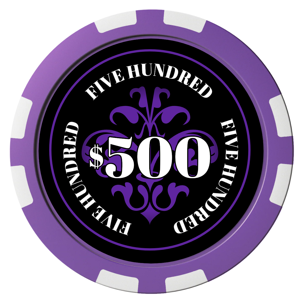 Gothic Revival Composite Poker Chips - Purple / 8 Stripe - Front