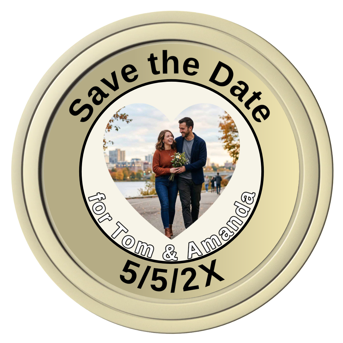 Save the Date #01 Composite Poker Chips - Ivory / Solid - Front