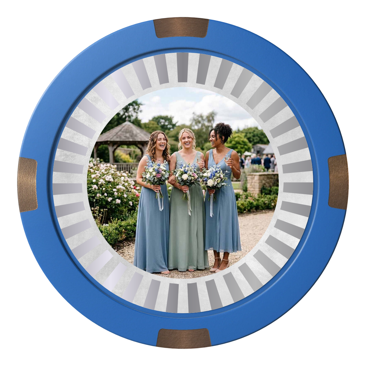 Be My Bridesmaid Simple Composite & Metal Hybrid Poker Chips - Blue - Back