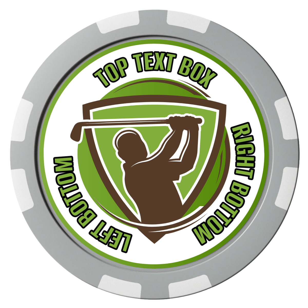 The Golfer Composite Poker Chips - Gray / 8 Stripe - Front