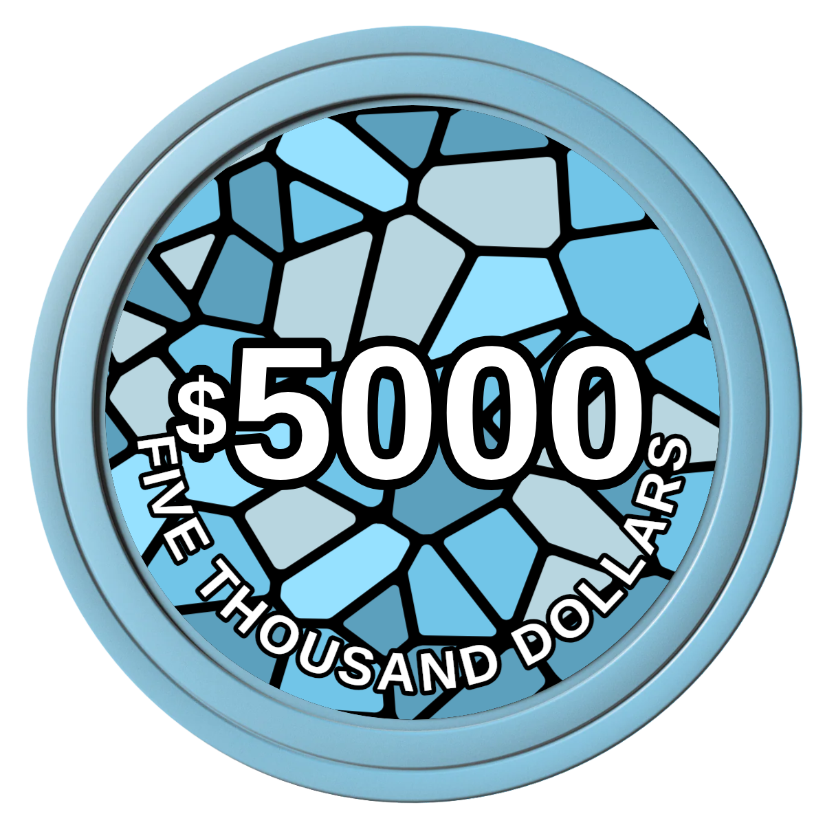 Stained Glass Composite Poker Chips - Light Blue / Solid - Front