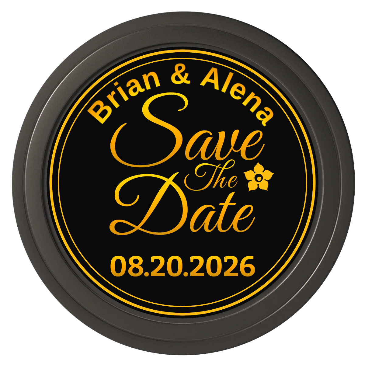 Save the Date Text Composite Poker Chips - Black / Solid - Front