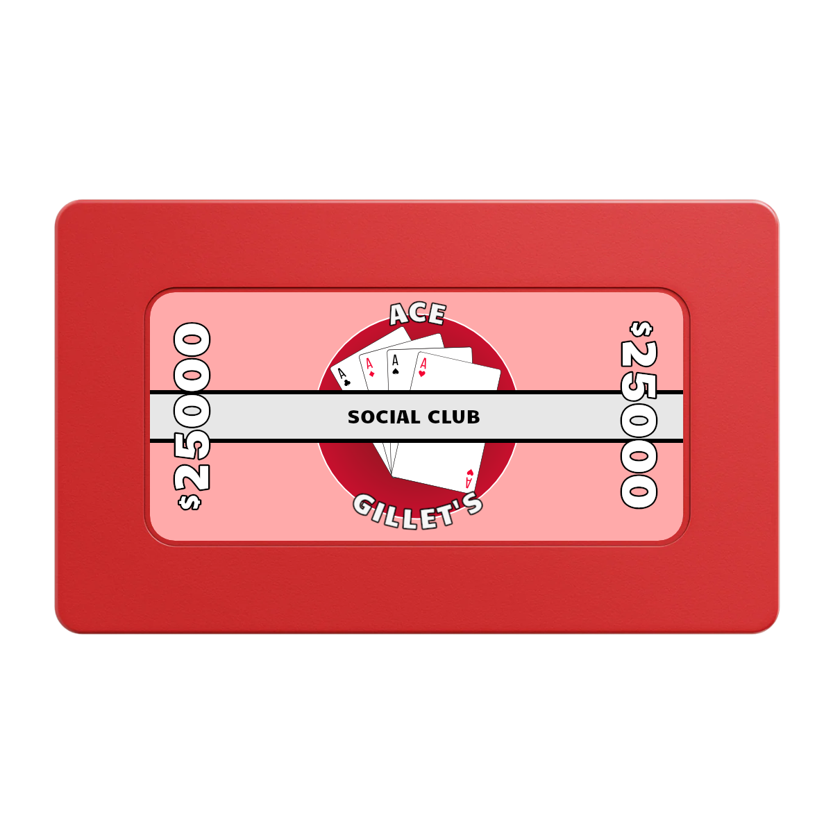 Ace Gillet's Rectangular Poker Chip Plaques - Red - Back