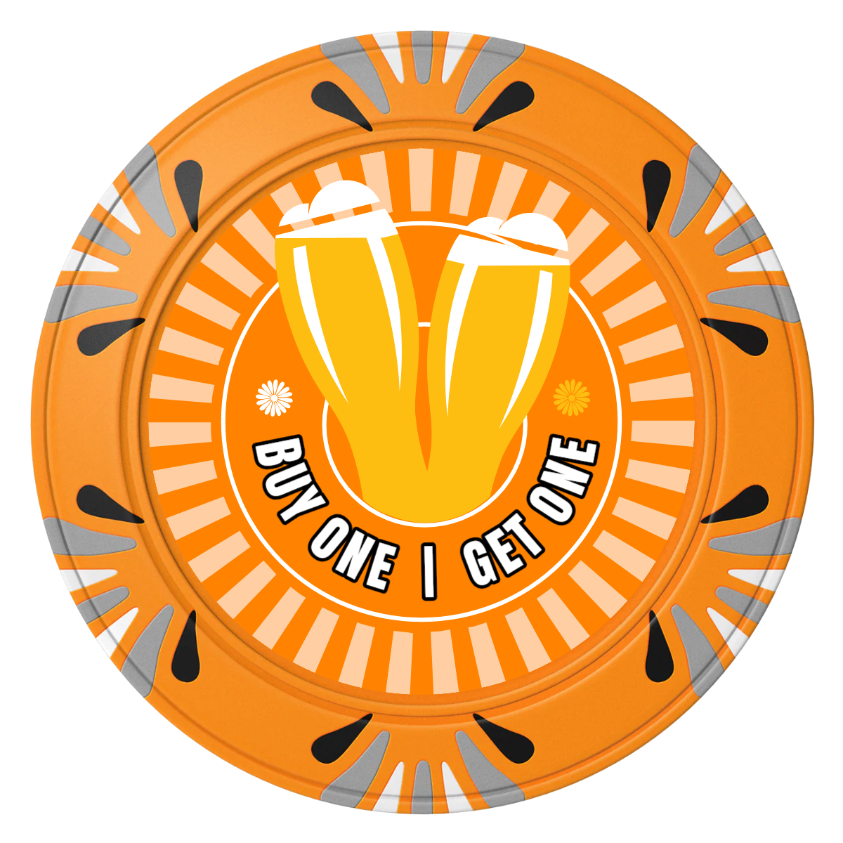 Double Pint Clay Poker Chips - Orange / Macau / 40mm - Front