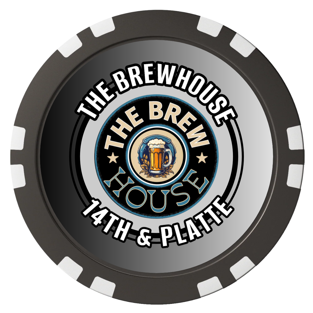 Ice Cold Beer Drink Token Composite Poker Chips - Black / Double Stripe - Back