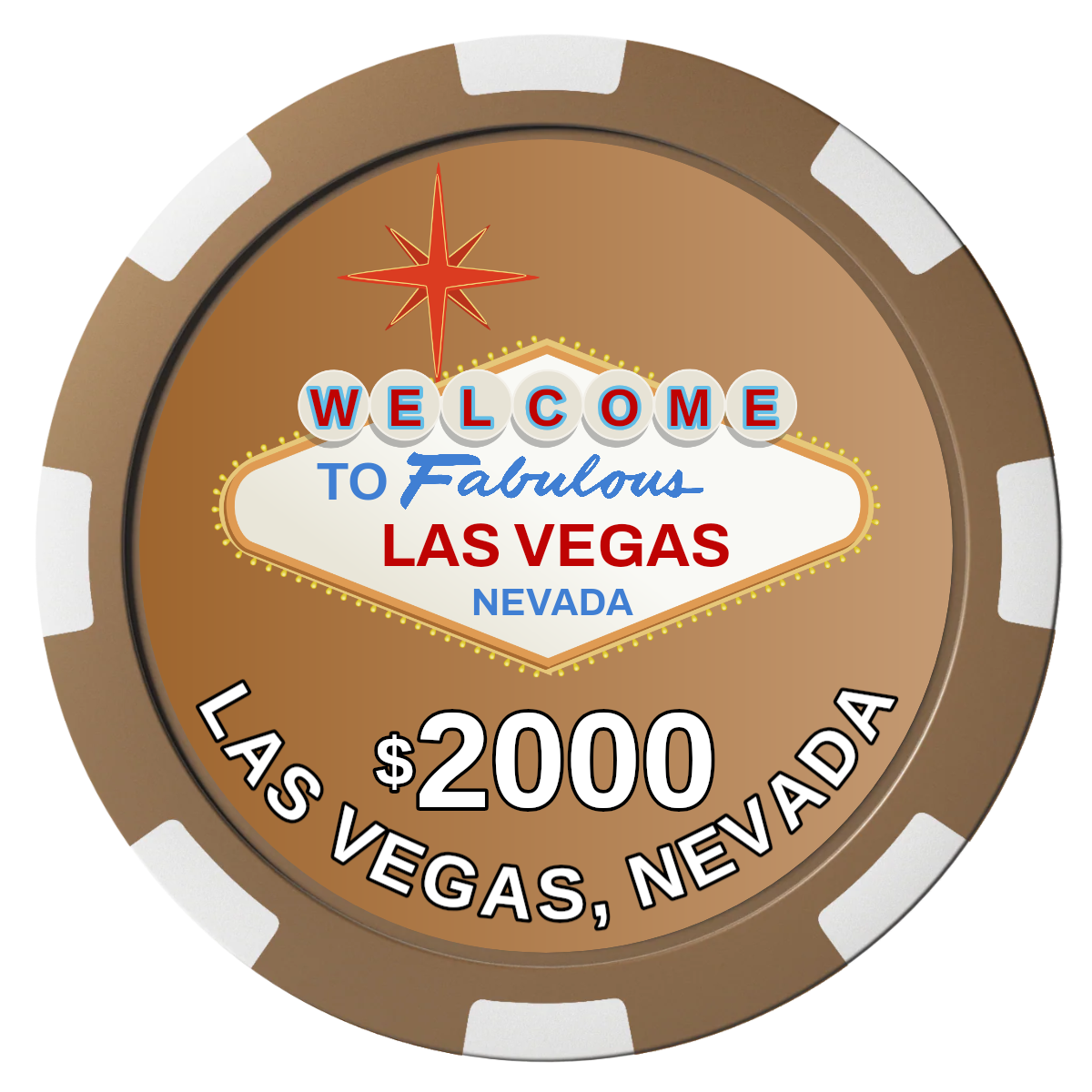 Vegas Sign Composite Poker Chips - Brown / 8 Spot - Front