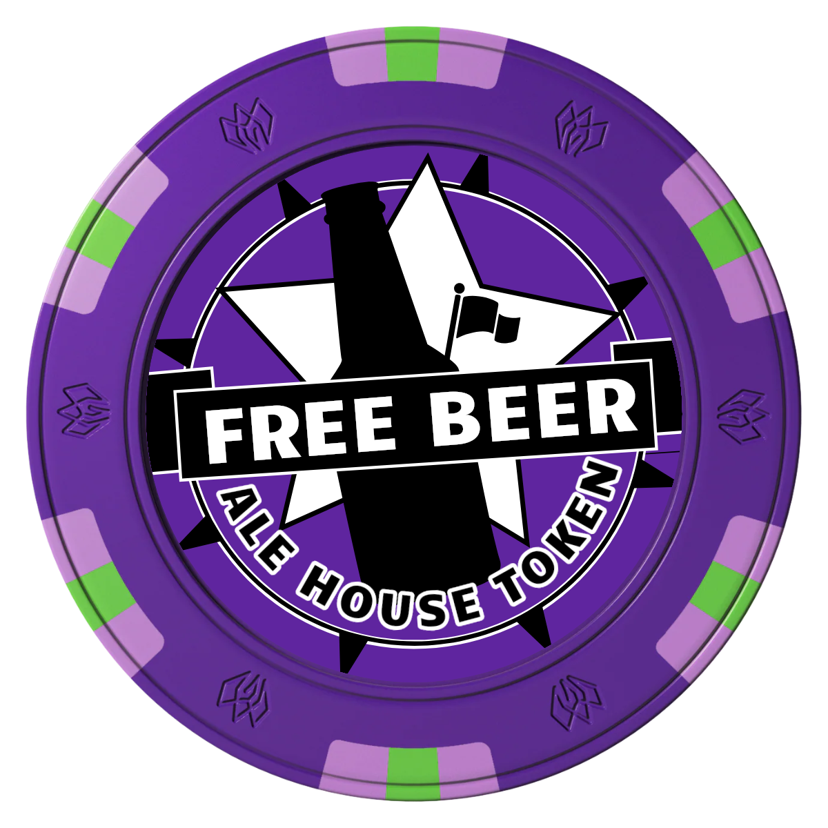 Free Beer Drink Clay Poker Chips - Purple / 6 Spot Gem / 43mm - Front