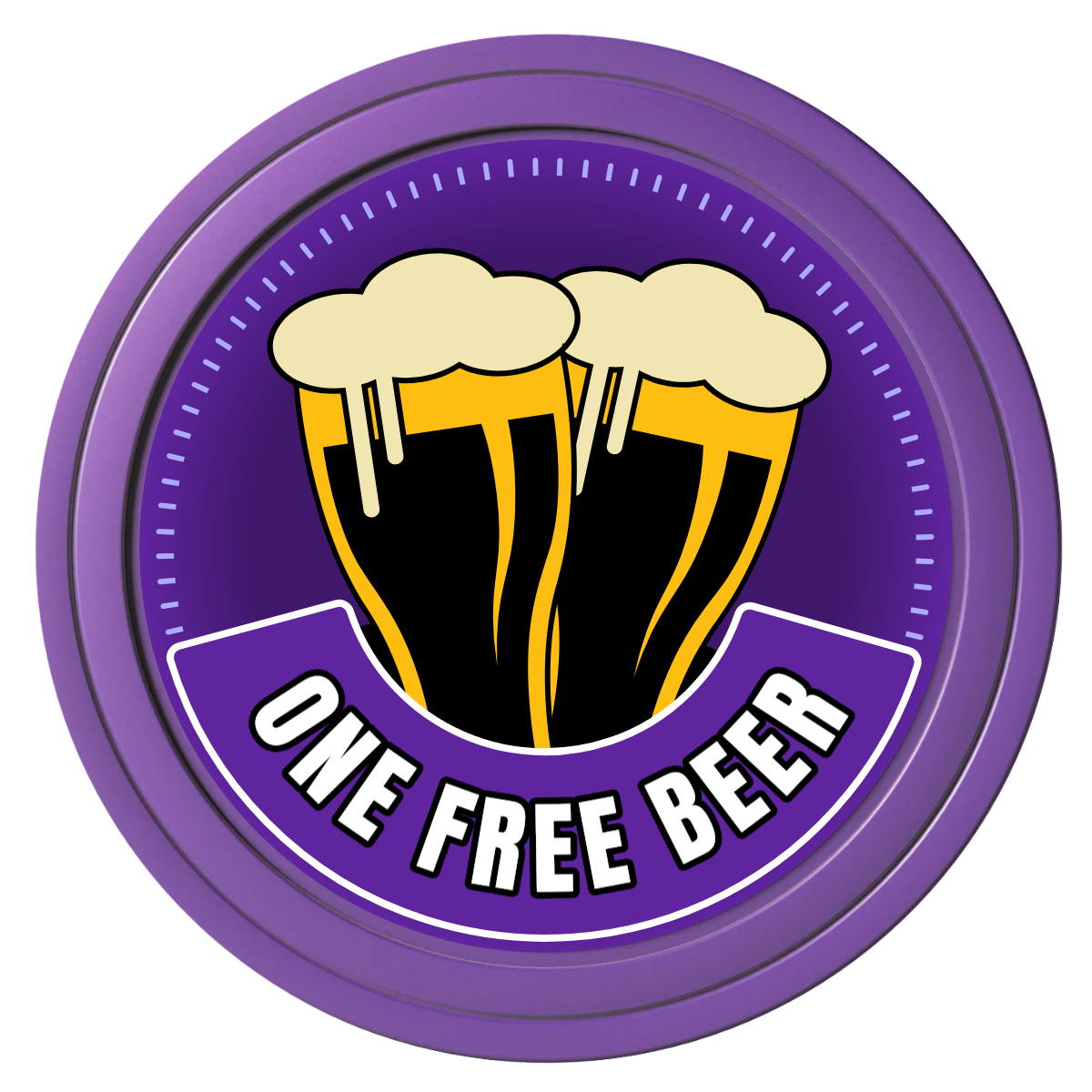 Double Pint 2 Composite Poker Chips - Purple / Solid - Front