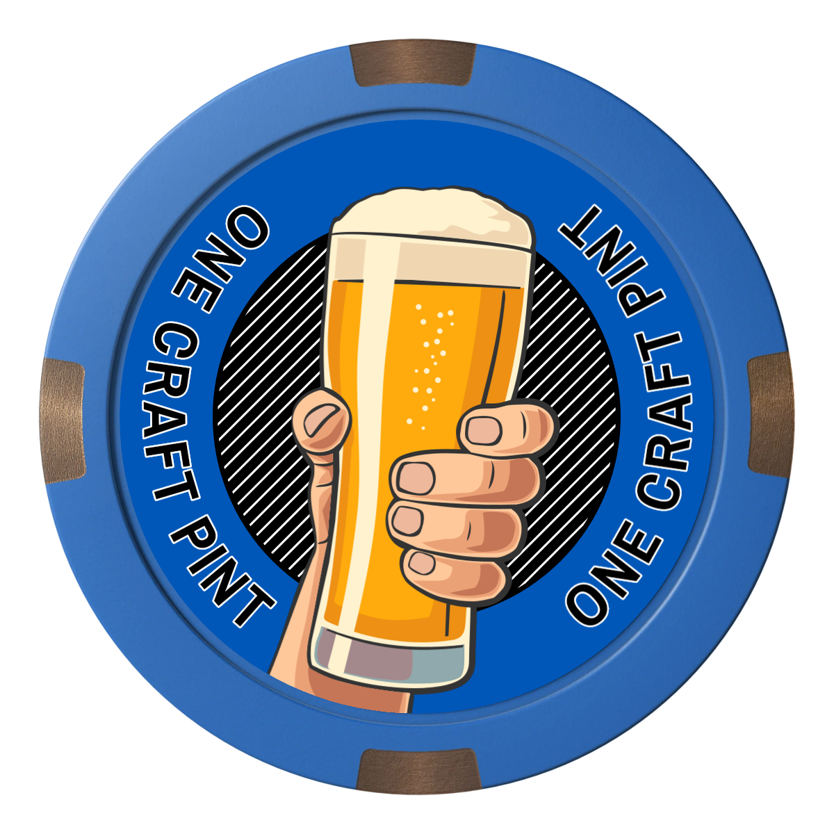Drink On Us Composite & Metal Hybrid Poker Chips - Blue - Front