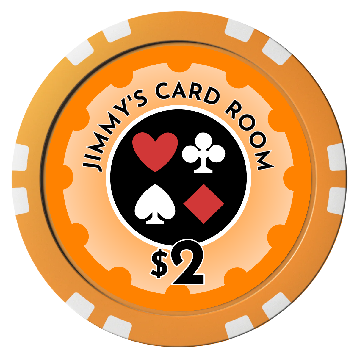 Your Four Suits Composite Poker Chips - Orange / Double Stripe - Front