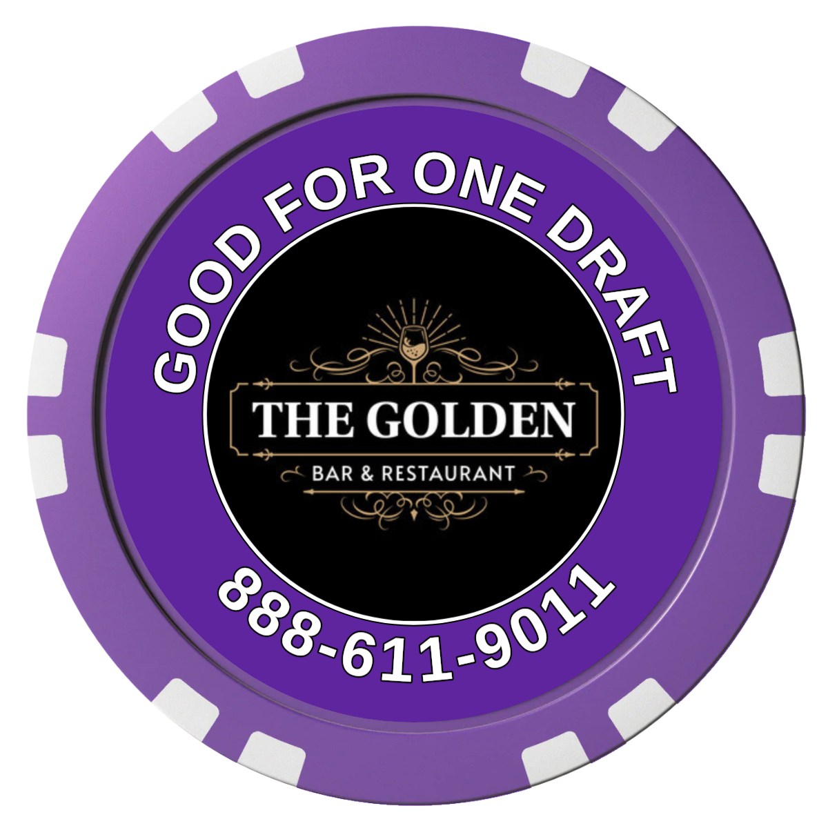 Branded Logo Bar Drink Token Composite Poker Chips - Purple / Double Stripe - Front