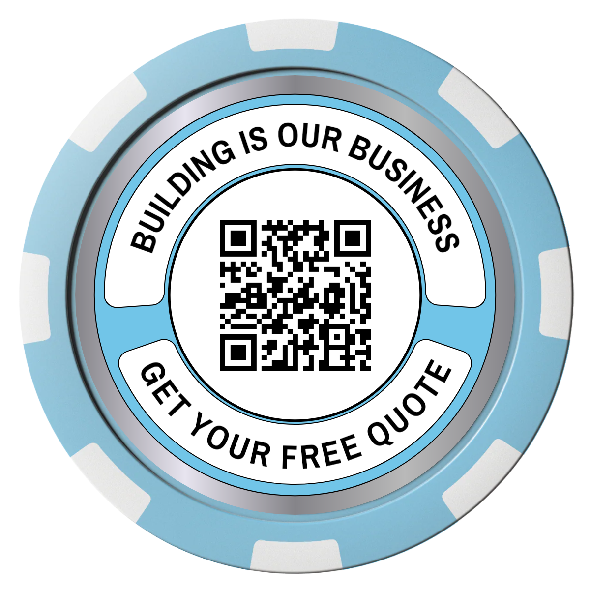 Acme Construction Composite Poker Chips - Light Blue / 8 Spot - Front