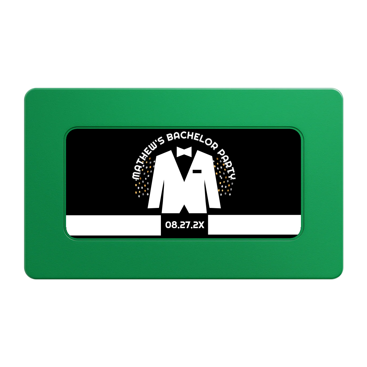 Bachelor No More Bowtie Rectangular Poker Chip Plaques - Green - Front