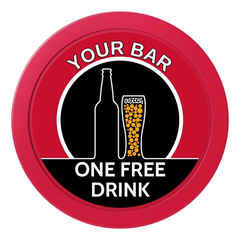 Beer and Glass 2" Oversized Poker Chips - Red - Front