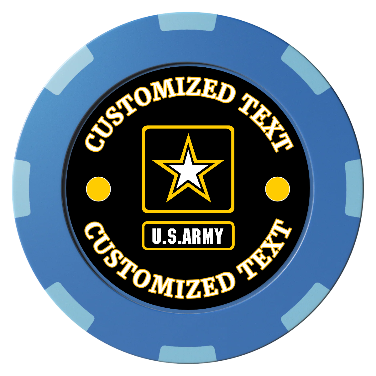 Army Strong Clay Poker Chips - Blue / 8 Spot (2 Tone) / 40mm - Front