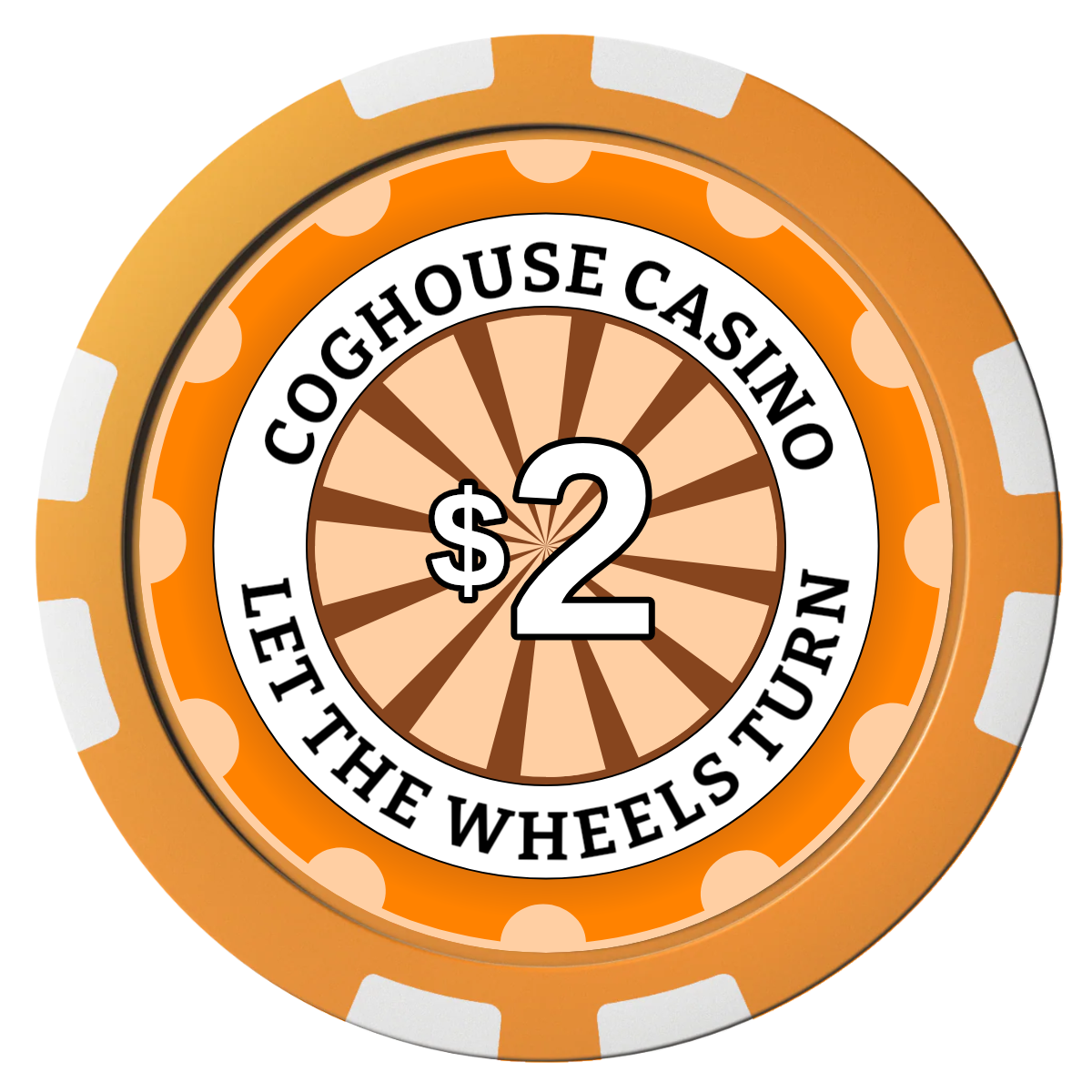 Cog House Composite Poker Chips - Orange / 8 Stripe - Front