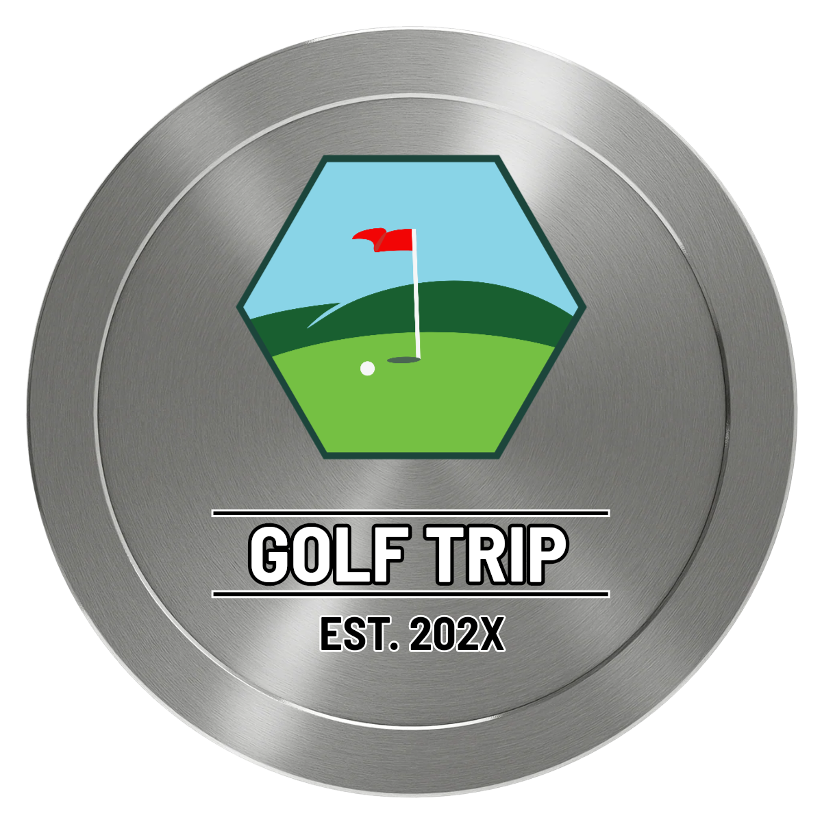Golf Trip #001 Aluminum Poker Chips - Silver - Front