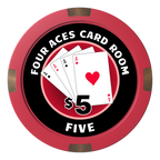 4 Aces Poker Room Composite & Metal Hybrid Poker Chips - Red - Back