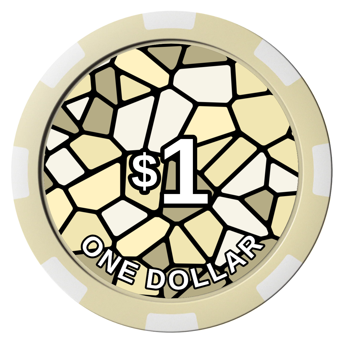 Stained Glass Magnetic Composite Poker Chips - Ivory / 8 Spot - Front