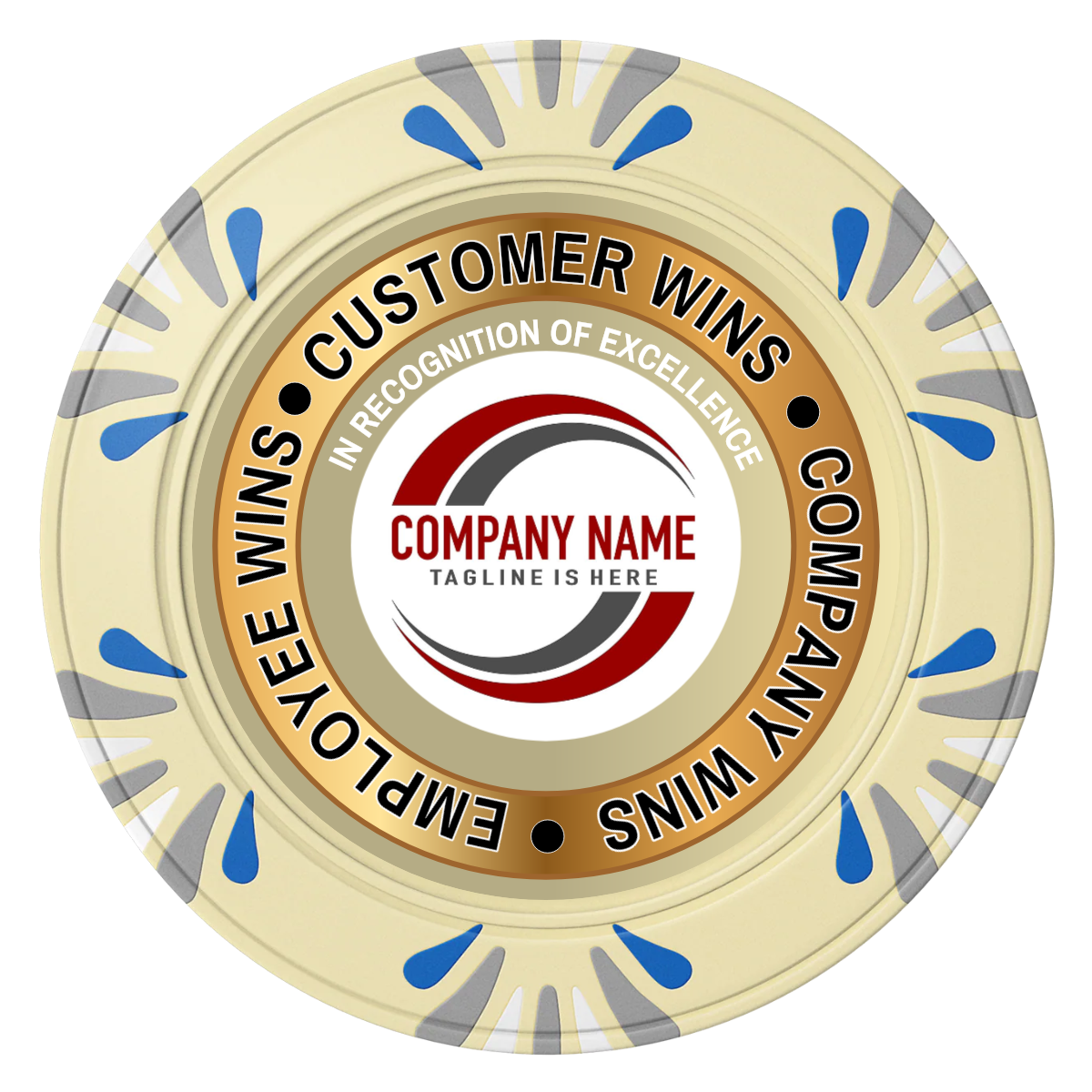 Gold Standard Clay Poker Chips - Ivory / Macau / 40mm - Front