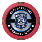 Police Department #01 Composite & Metal Hybrid Poker Chips - Red - Back