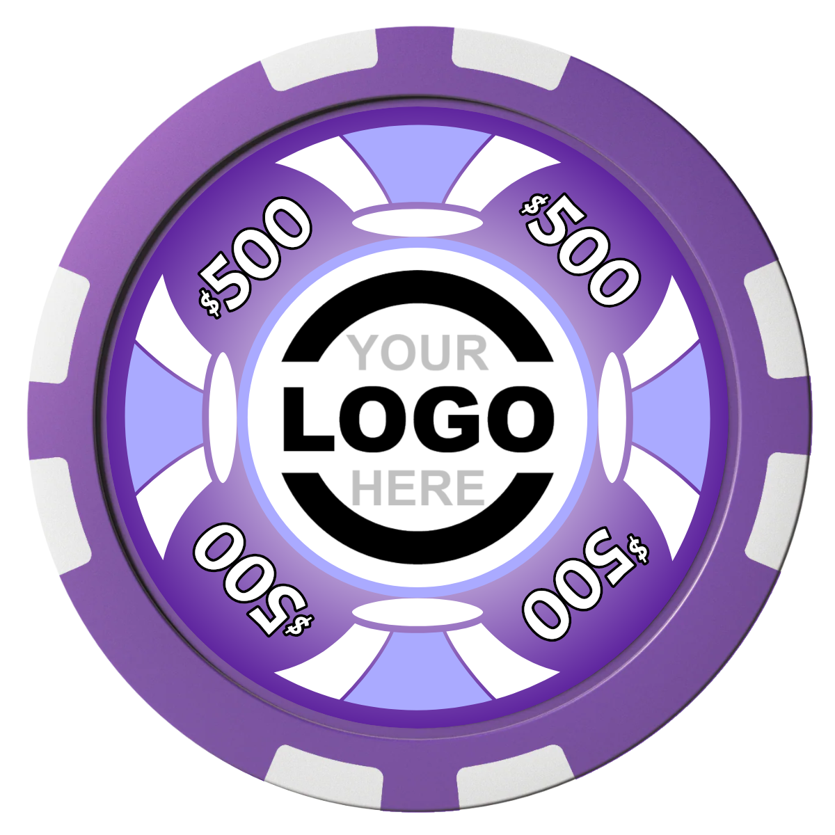 Alan Baker 4-2S A Composite Poker Chips - Purple / 8 Stripe - Front