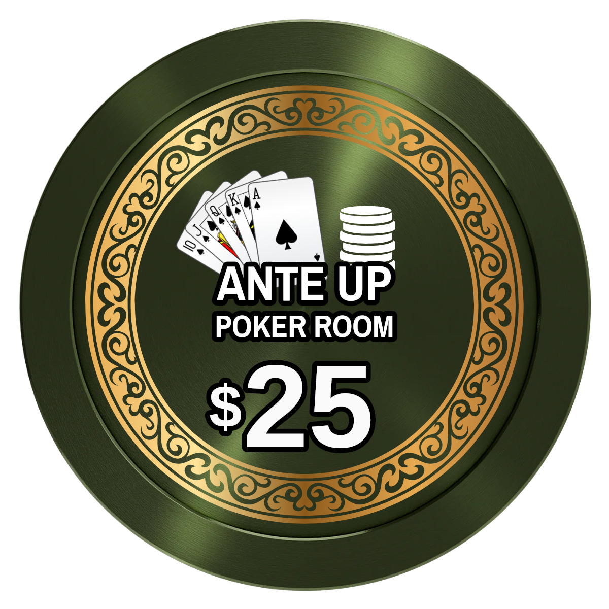 Ante Up Poker Room Aluminum Poker Chips - Green - Back