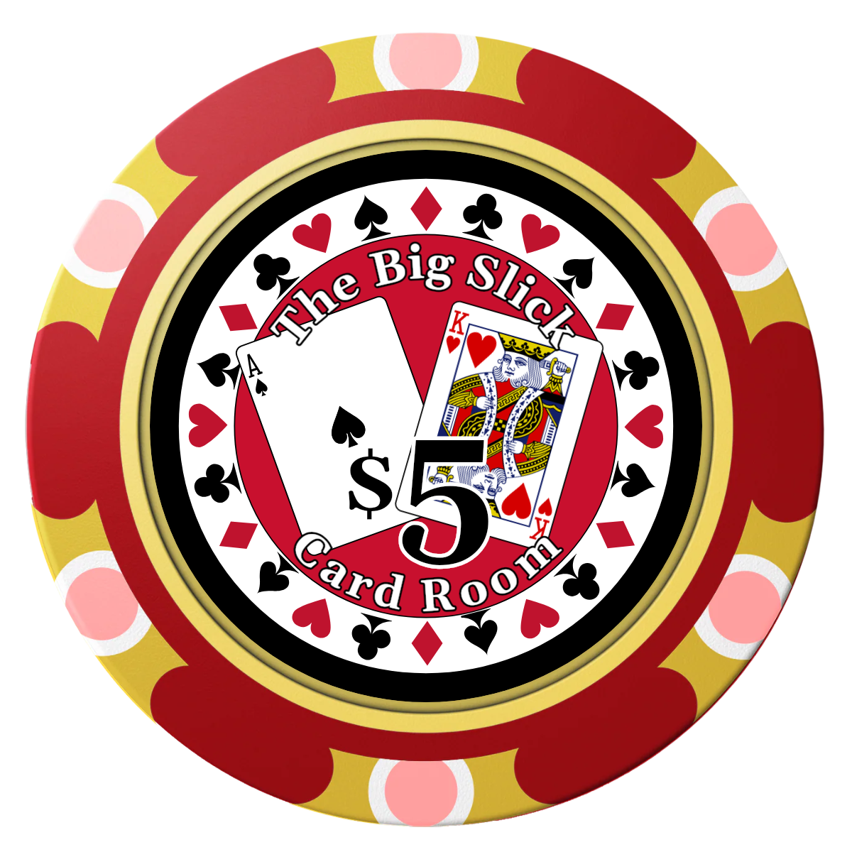 AK Big Slick Clay Poker Chips - Red / Monte Carlo / 40mm - Front