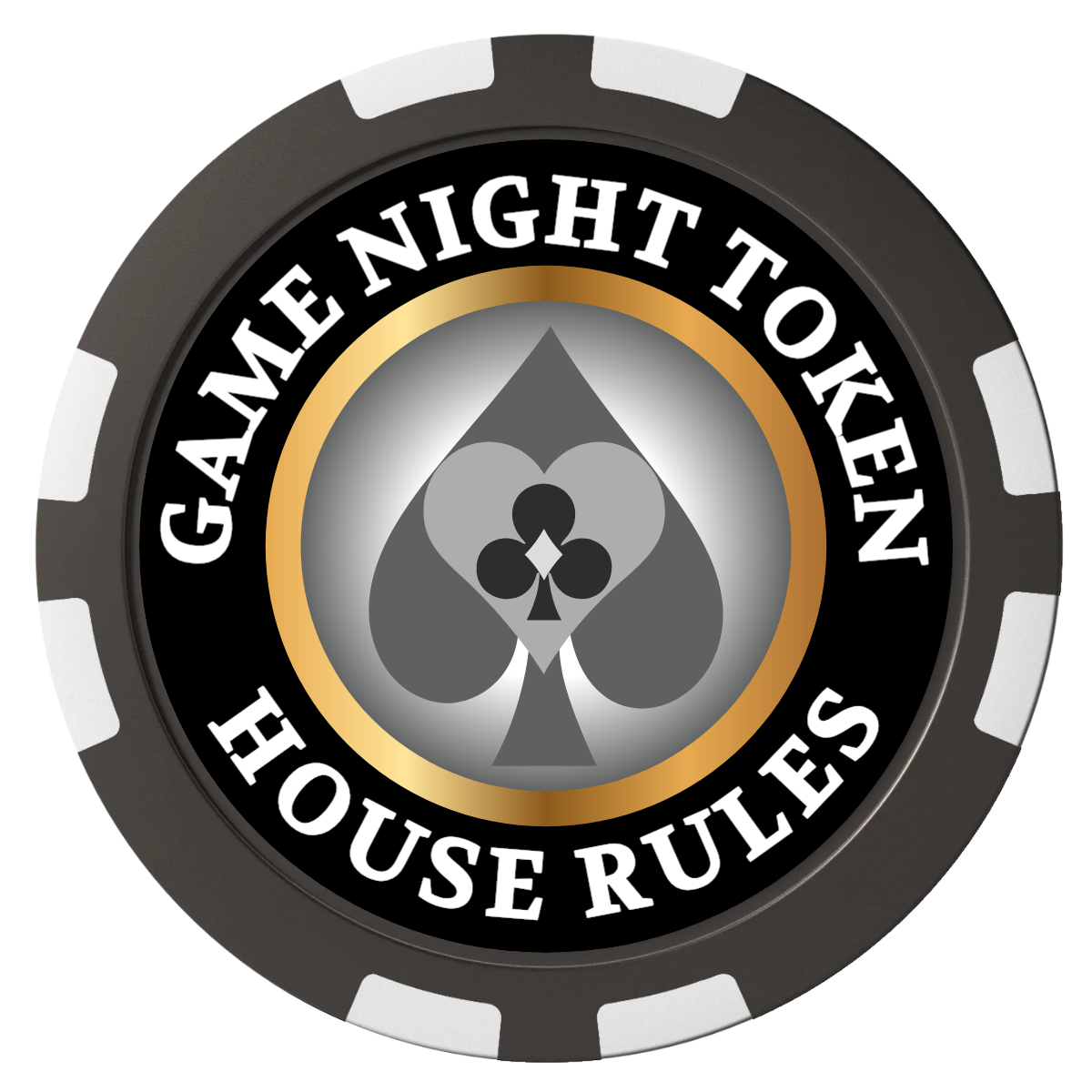 Stacked Suits Composite Poker Chips - Black / 8 Stripe - Front