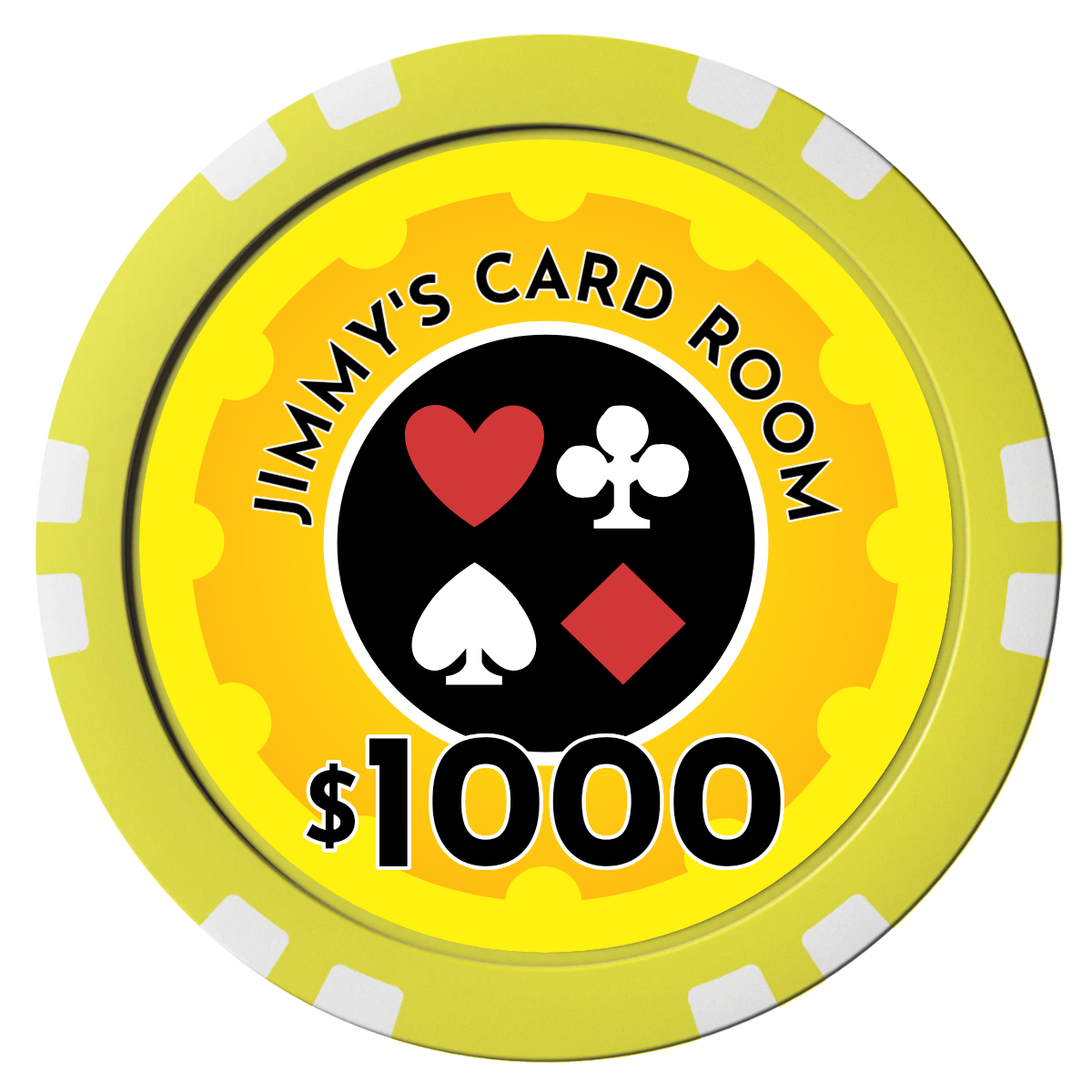 Your Four Suits Composite Poker Chips - Yellow / Double Stripe - Front