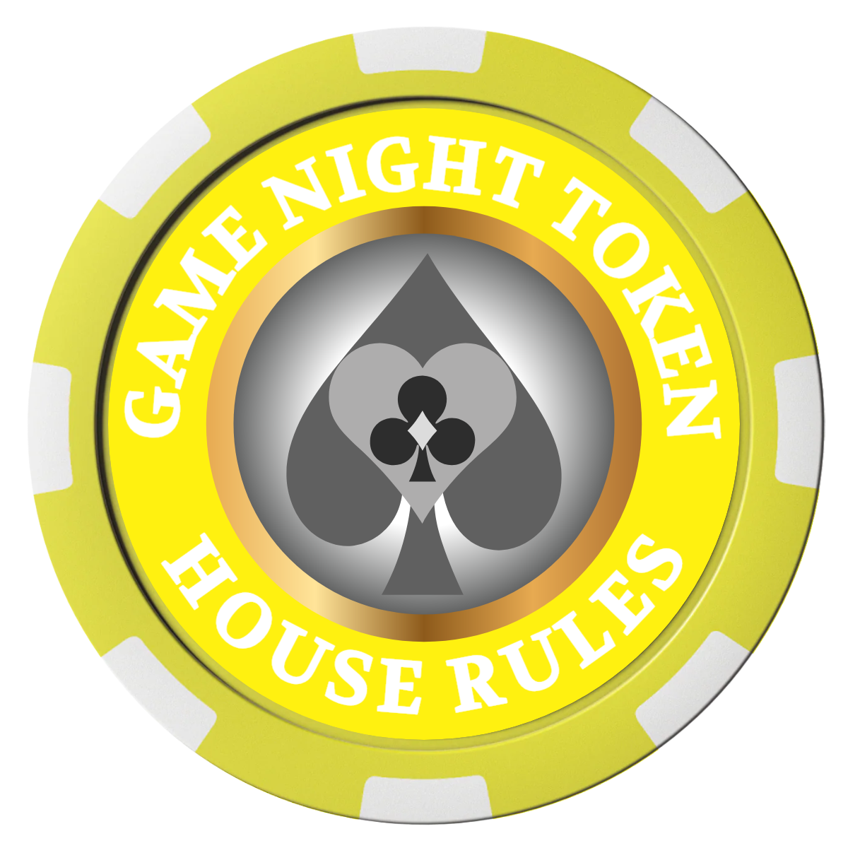 Stacked Suits Composite Poker Chips - Yellow / 8 Stripe - Front