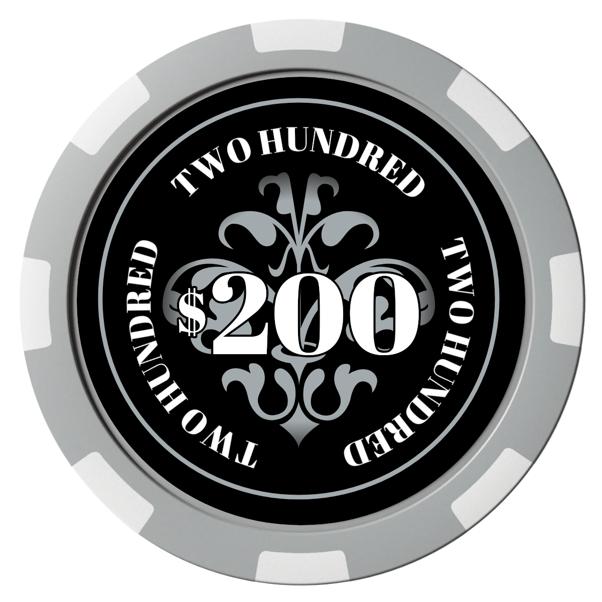 Gothic Revival Composite Poker Chips - Gray / 8 Spot - Front