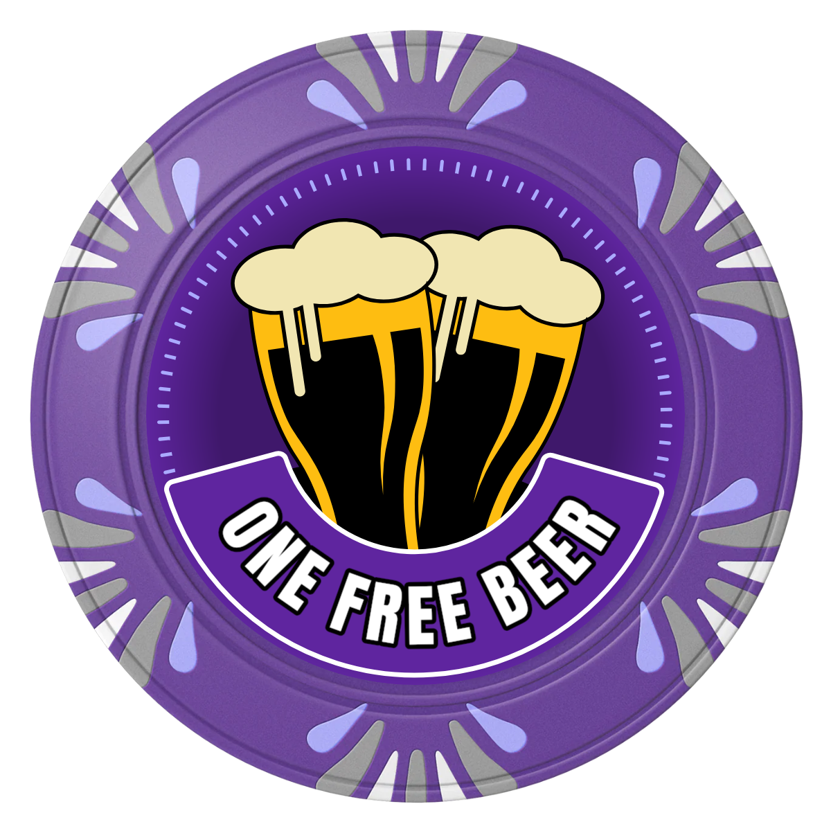 Double Pint 2 Clay Poker Chips - Purple / Macau / 40mm - Front
