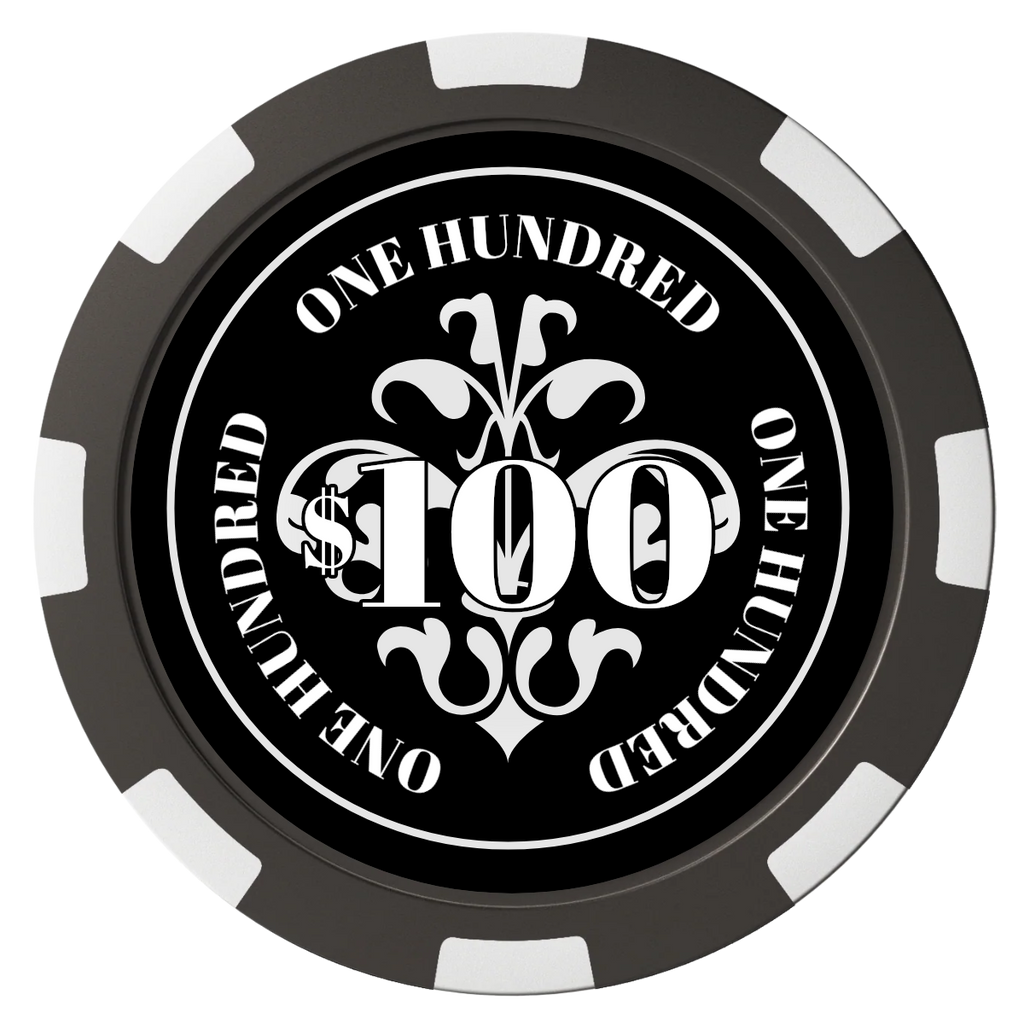 Gothic Revival Magnetic Composite Poker Chips - Black / 8 Spot - Front