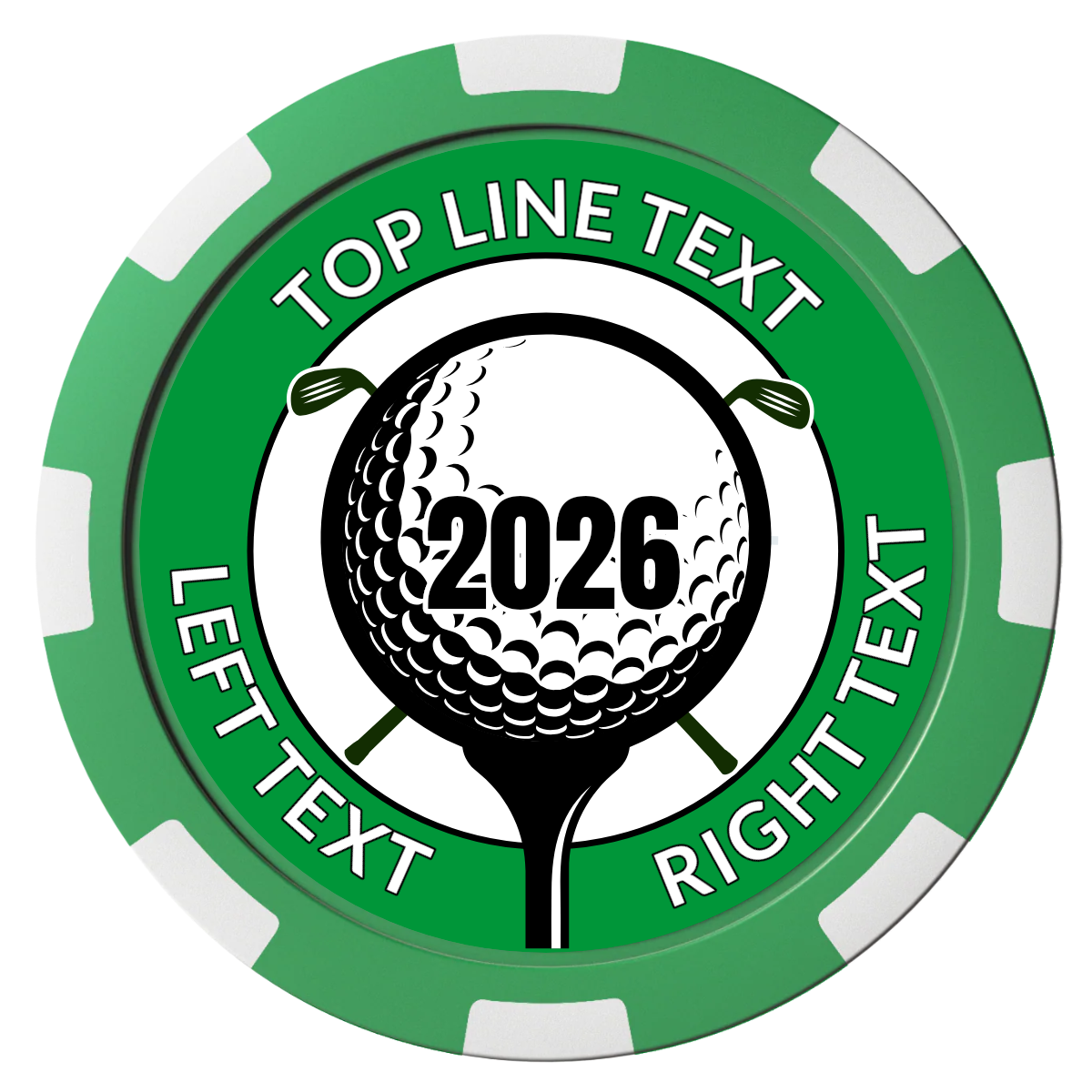 Tee it up Magnetic Composite Poker Chips - Green / 8 Spot - Front
