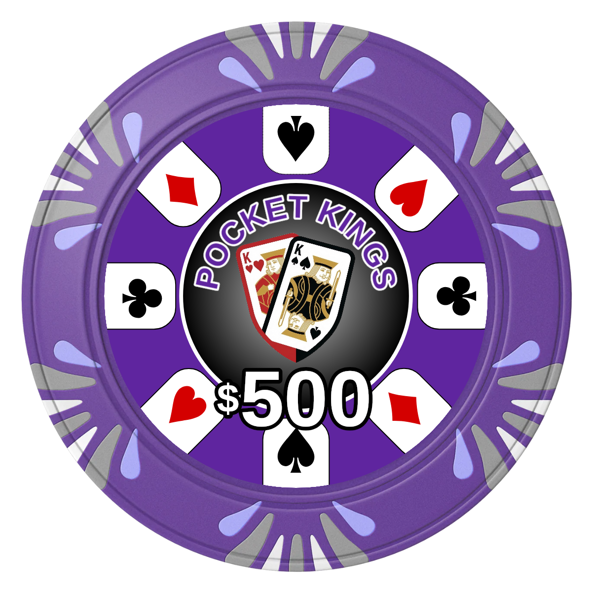 Pocket Kings Clay Poker Chips - Purple / Macau / 40mm - Front