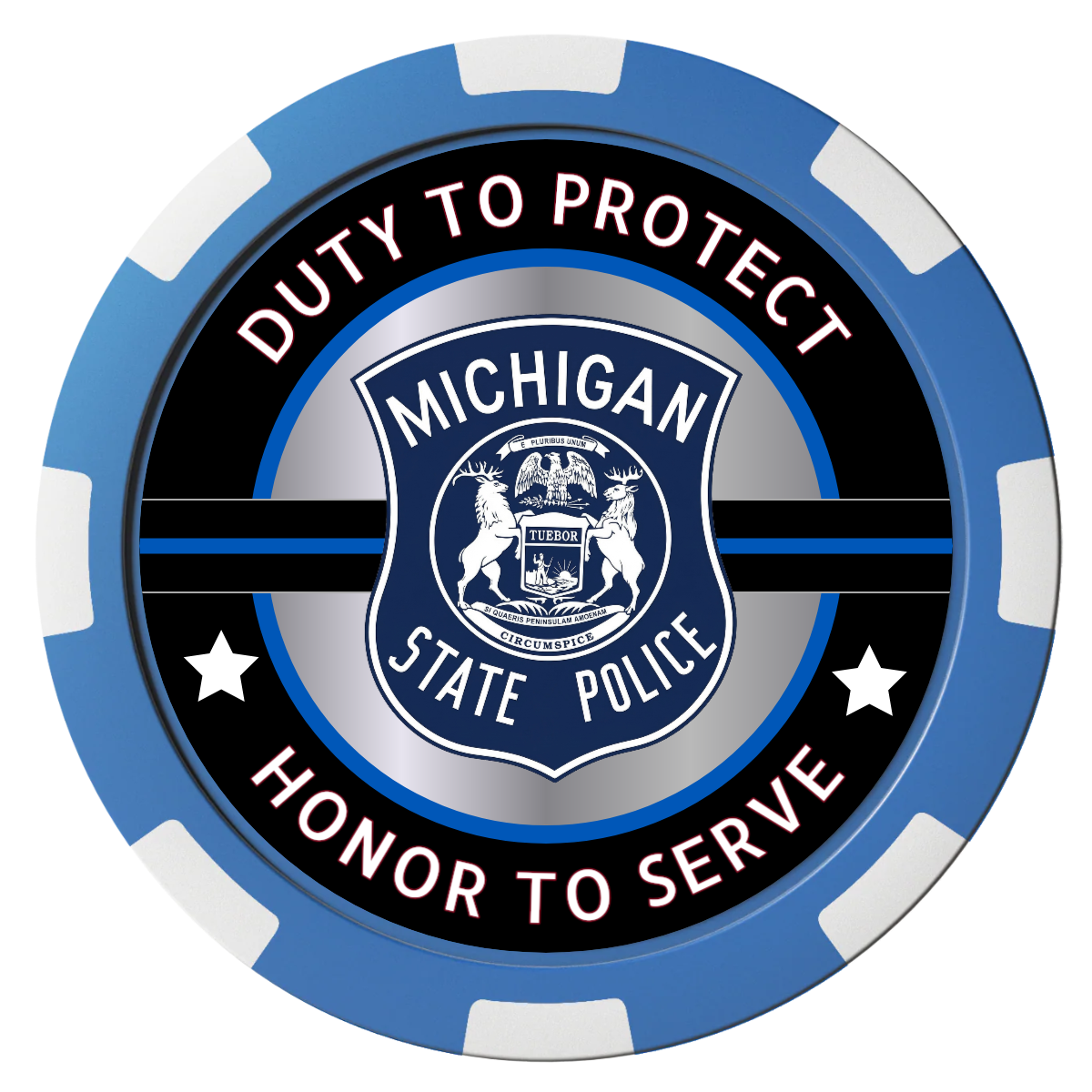Police Department #01 Magnetic Composite Poker Chips - Blue / 8 Spot - Back