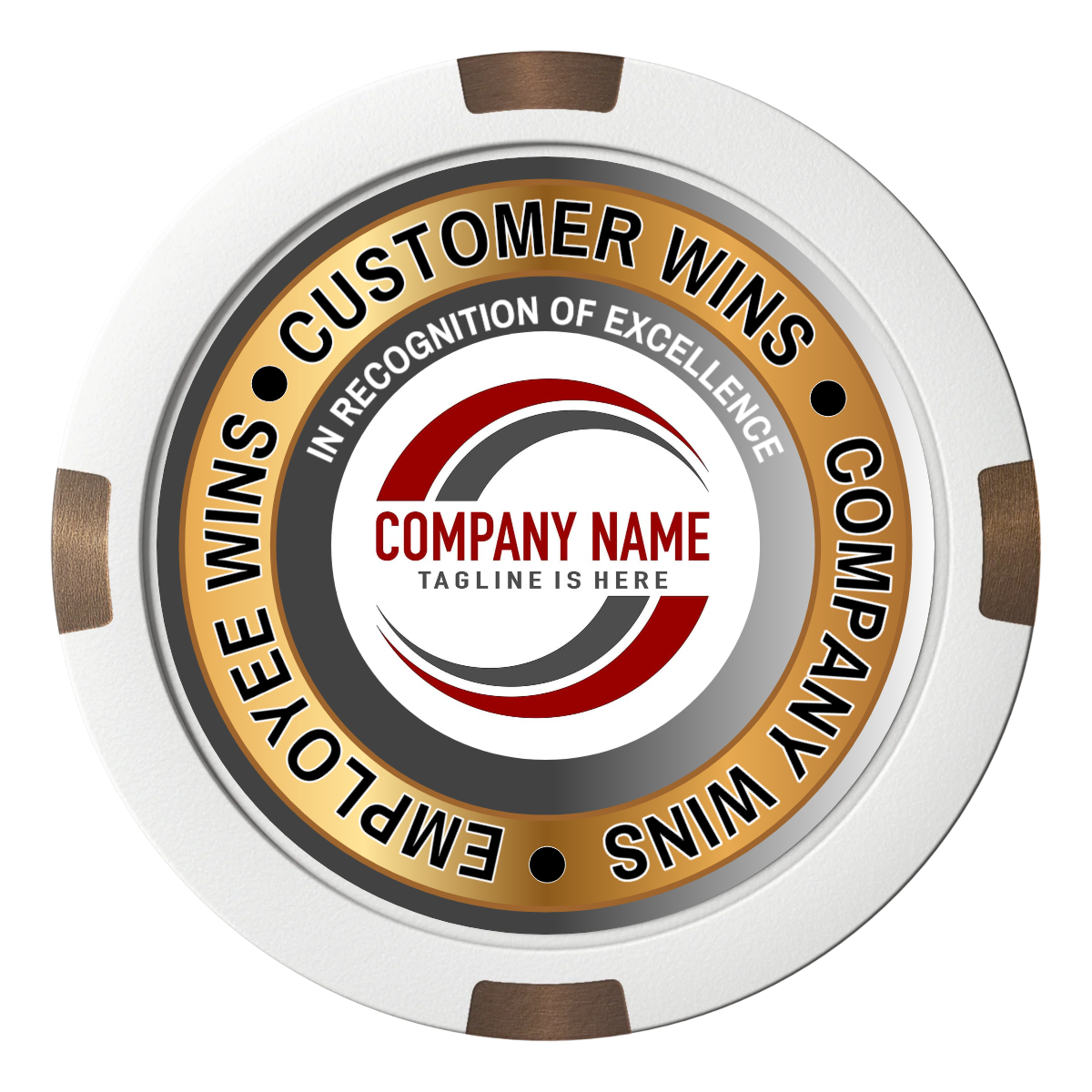 Gold Standard Composite & Metal Hybrid Poker Chips - White - Front