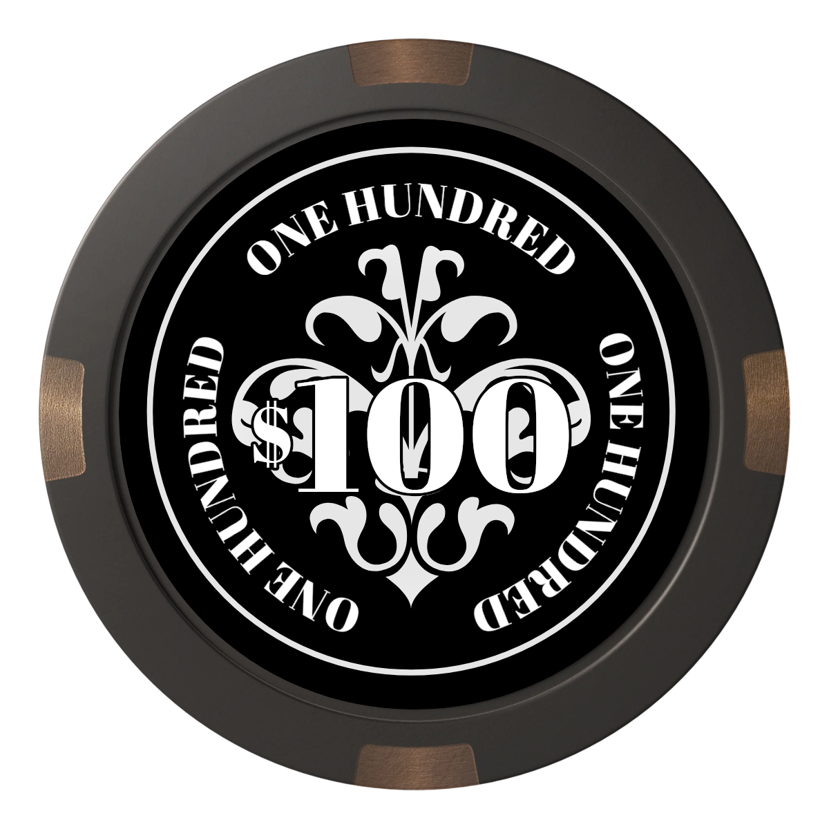 Gothic Revival Composite & Metal Hybrid Poker Chips - Black - Front