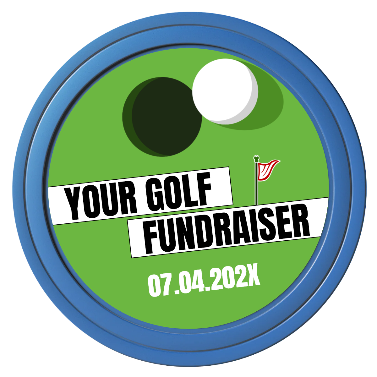 Putting Around Tournament Composite Poker Chips - Blue / Solid - Front