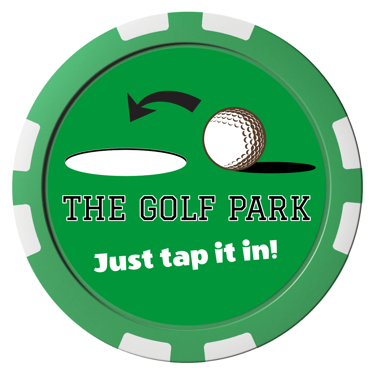 Golf Slogan Composite Poker Chips - Green / 8 Stripe - Front