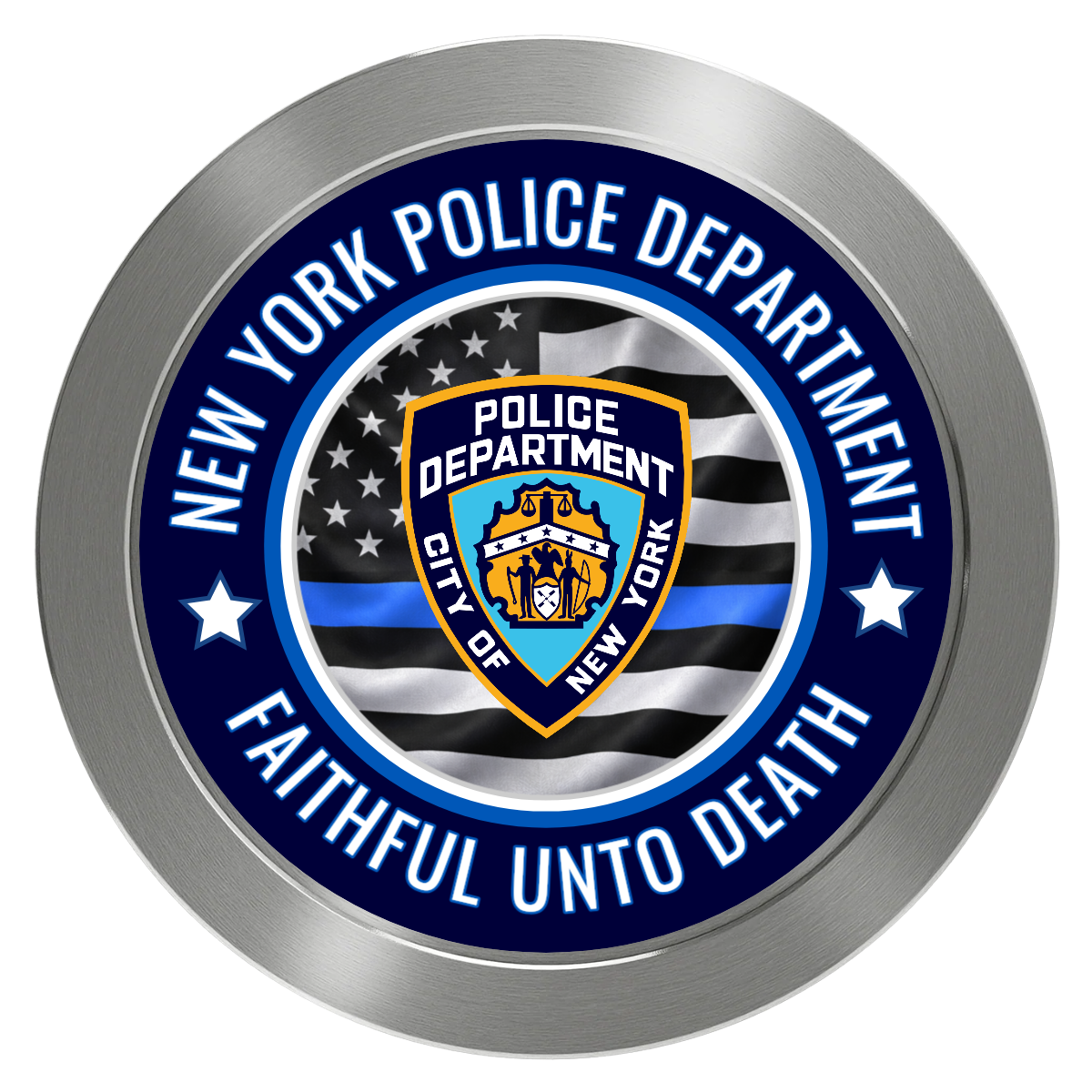 NYPD Safe and Fair Aluminum Poker Chips - Silver - Front