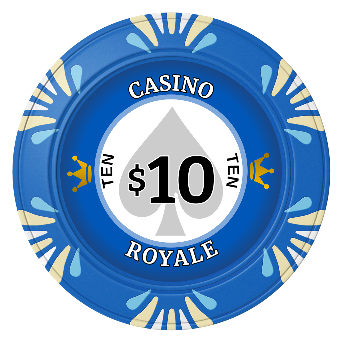 Casino Royale Clay Poker Chips - Blue / Macau / 40mm - Front