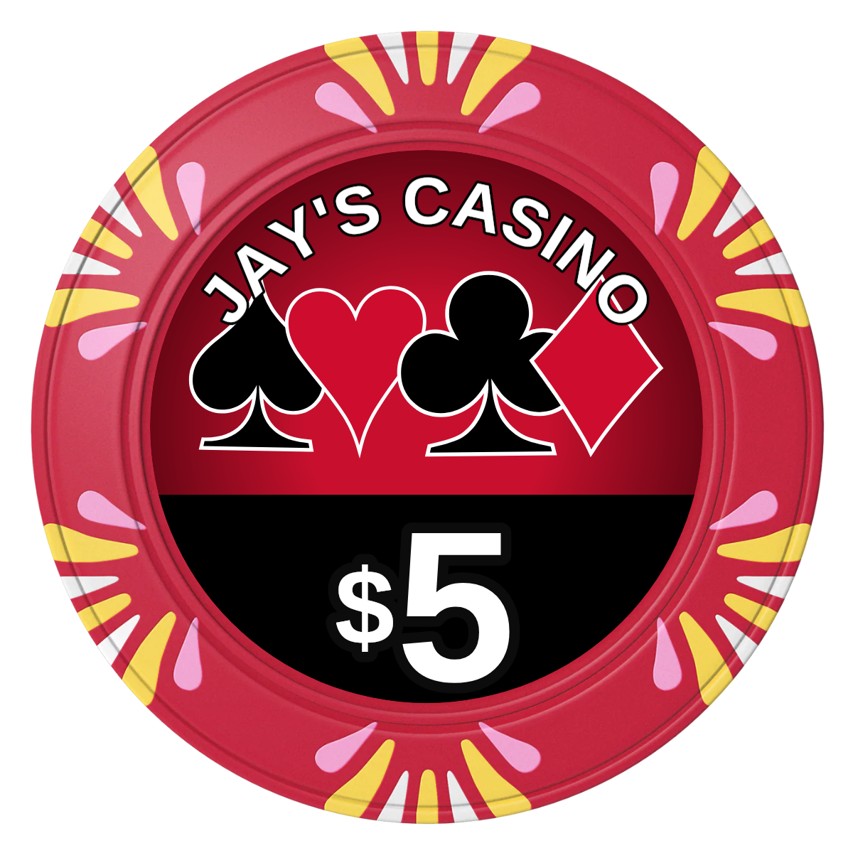 Jay's Casino Clay Poker Chips - Red / Macau / 40mm - Front