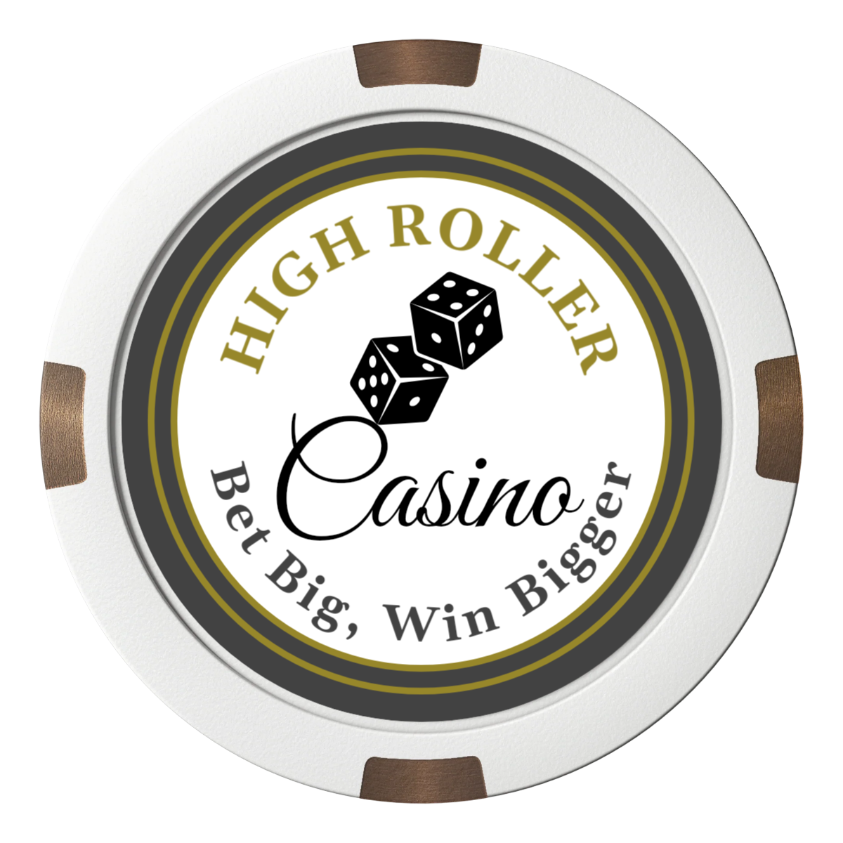 High Roller Casino Composite & Metal Hybrid Poker Card Protectors - White - Front