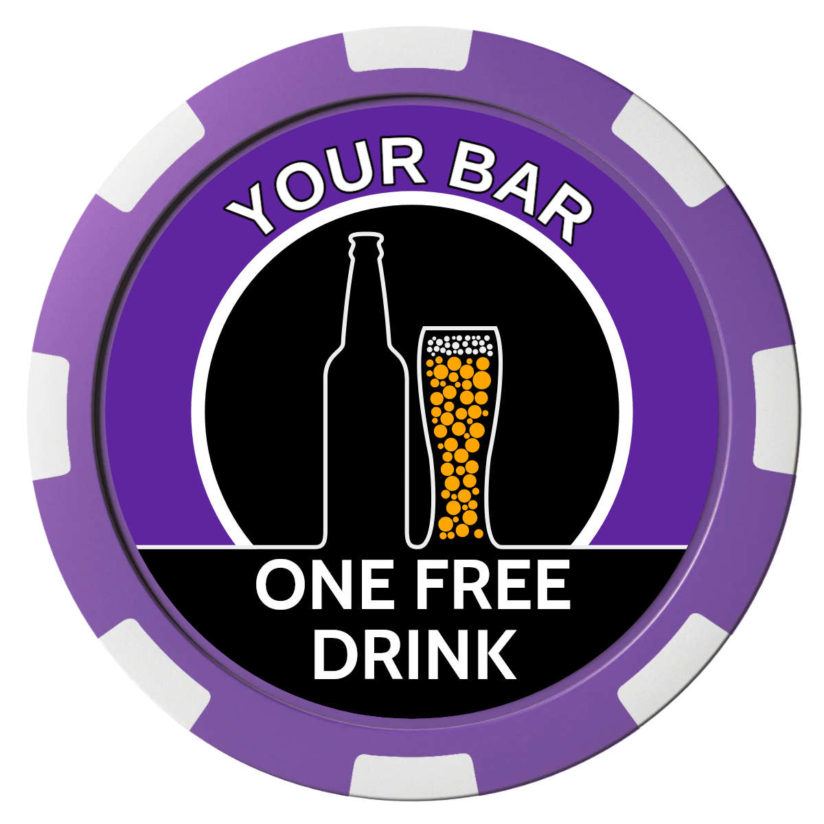 Beer and Glass Composite Poker Chips - Purple / 8 Spot - Front