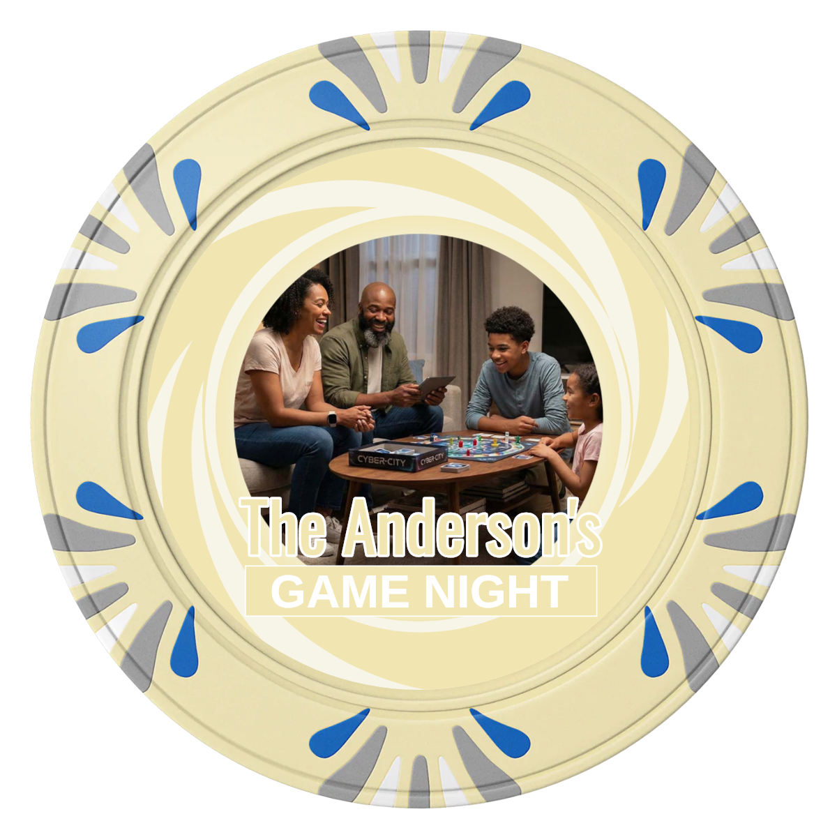 Anderson's Game Night Clay Poker Chips - Ivory / Macau / 40mm - Front